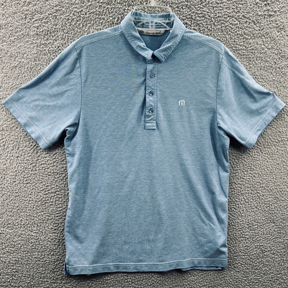 Travis Mathew Mens Polo Shirt M Blue Pima Cotton Blend‎ Golf Casual Performance